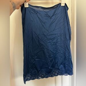 Vintage Maidenform Sweet Nothings Navy Blue Lace Half Slip Skirt Extender M